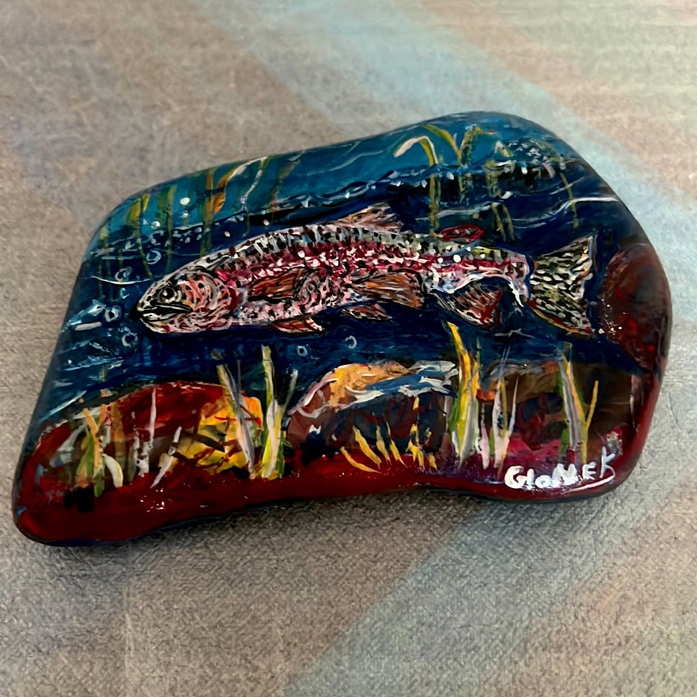 Hand painted fish rock.